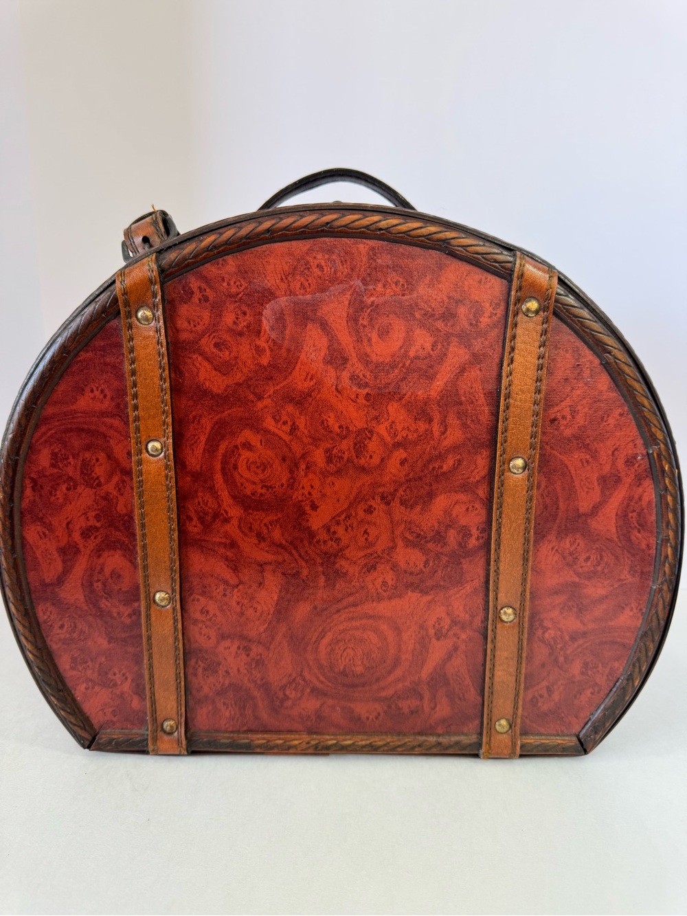 Vintage Wooden Hat Box Suitcase Decorative Storage Case